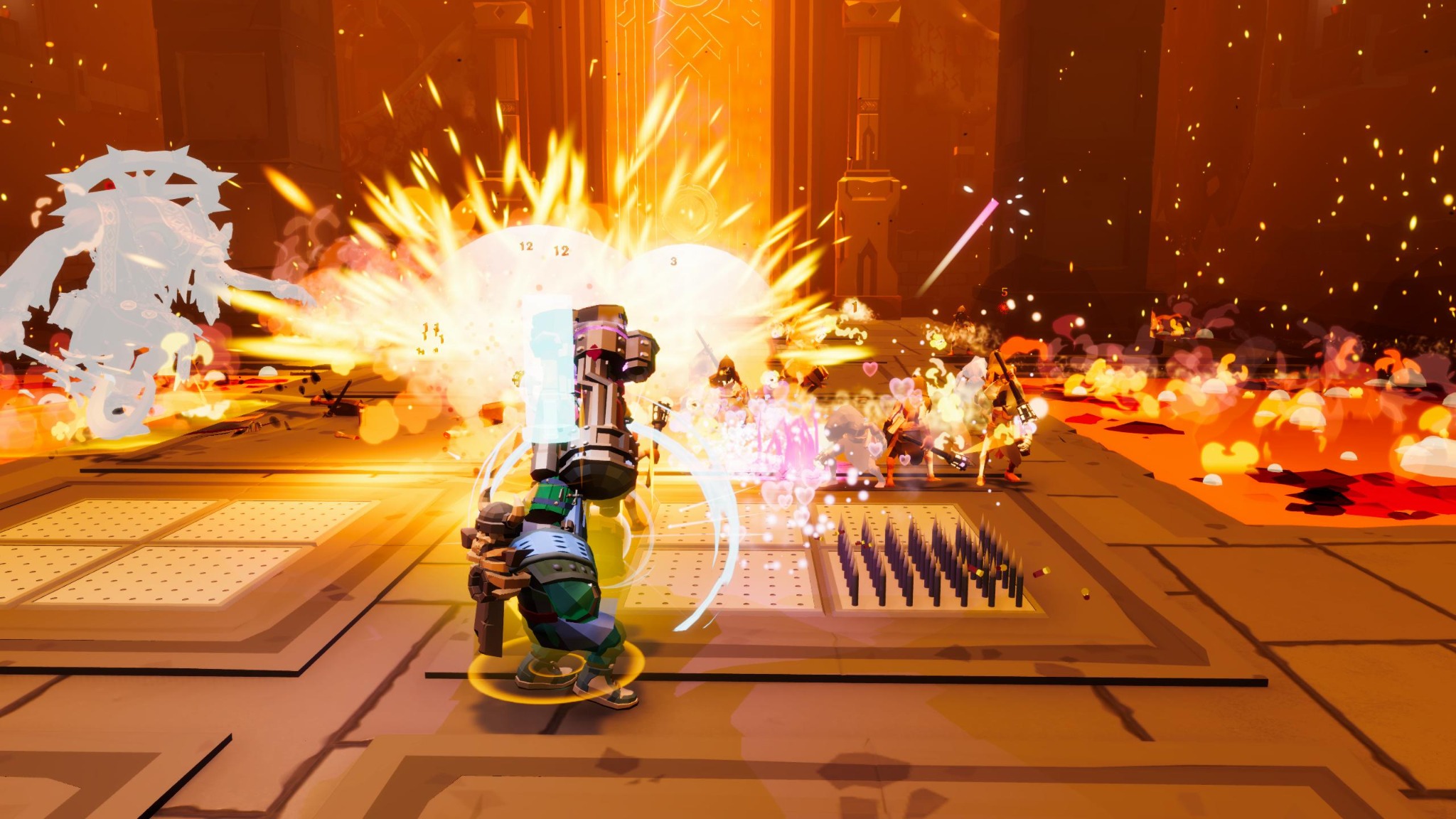 Badassgard gameplay showing explosive combat in a dungeon